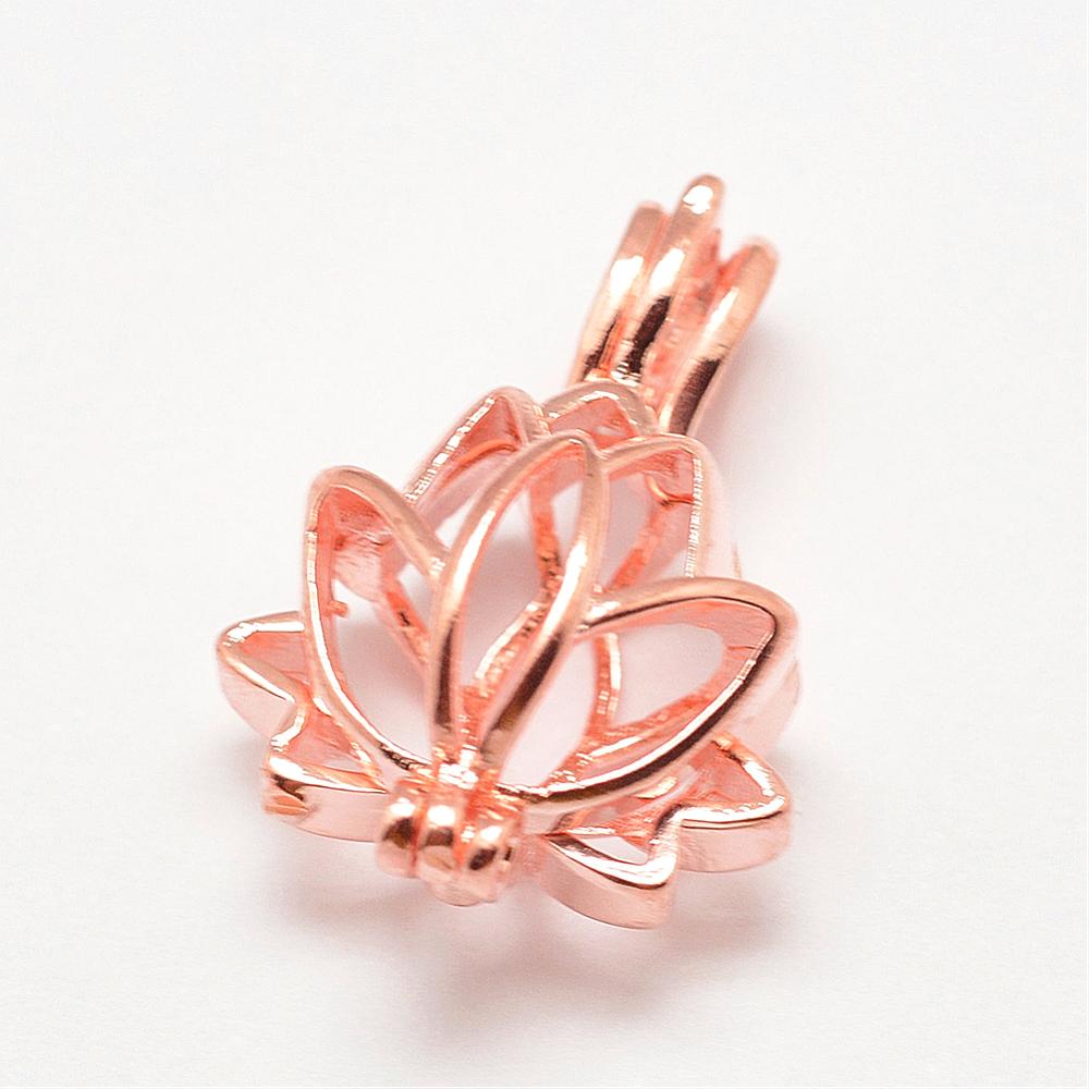 Pendentif - Lotus creux or rose (1 pce) 