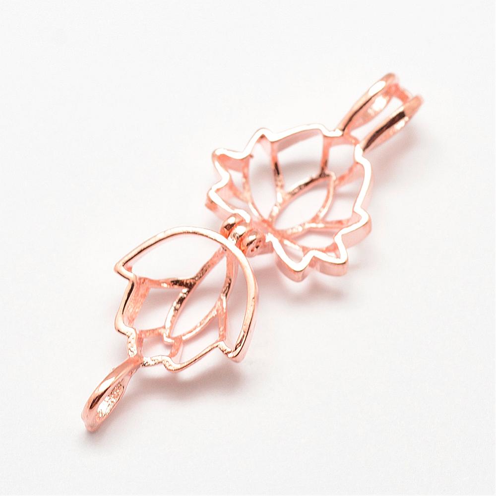 Pendentif - Lotus creux or rose (1 pce) 