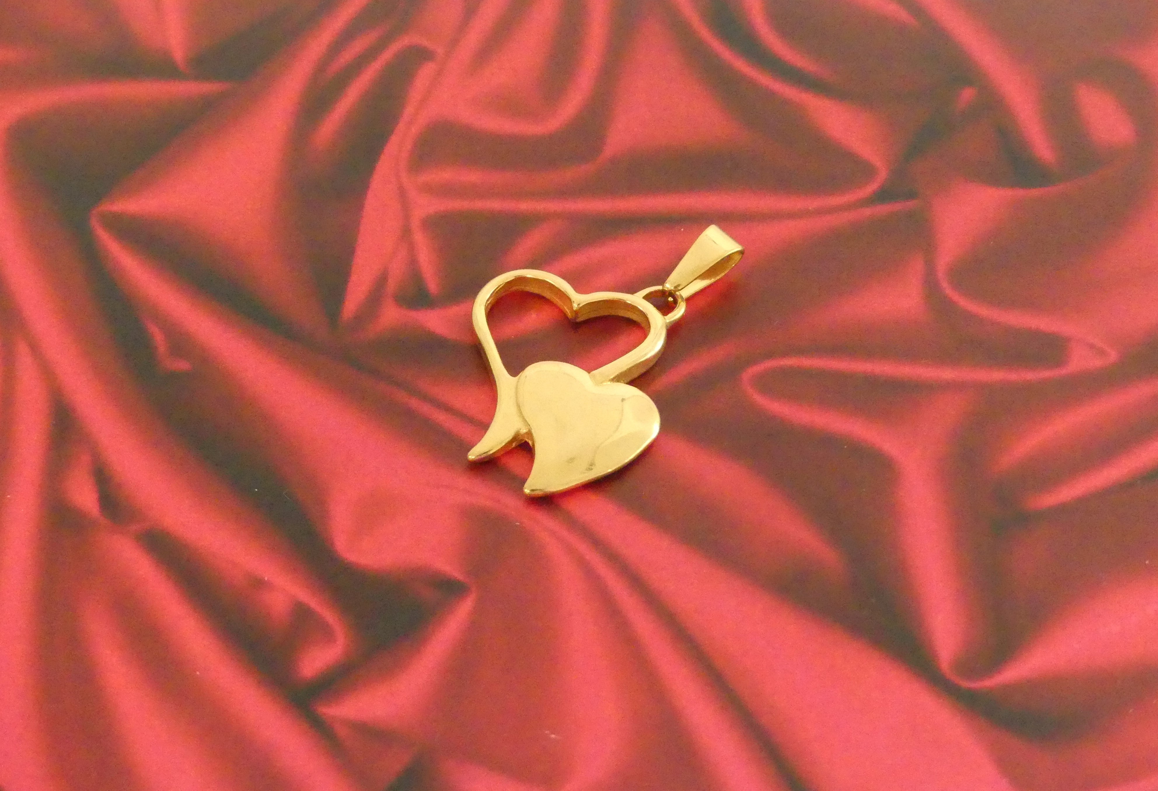 Pendentif - Double cœur - couleur or