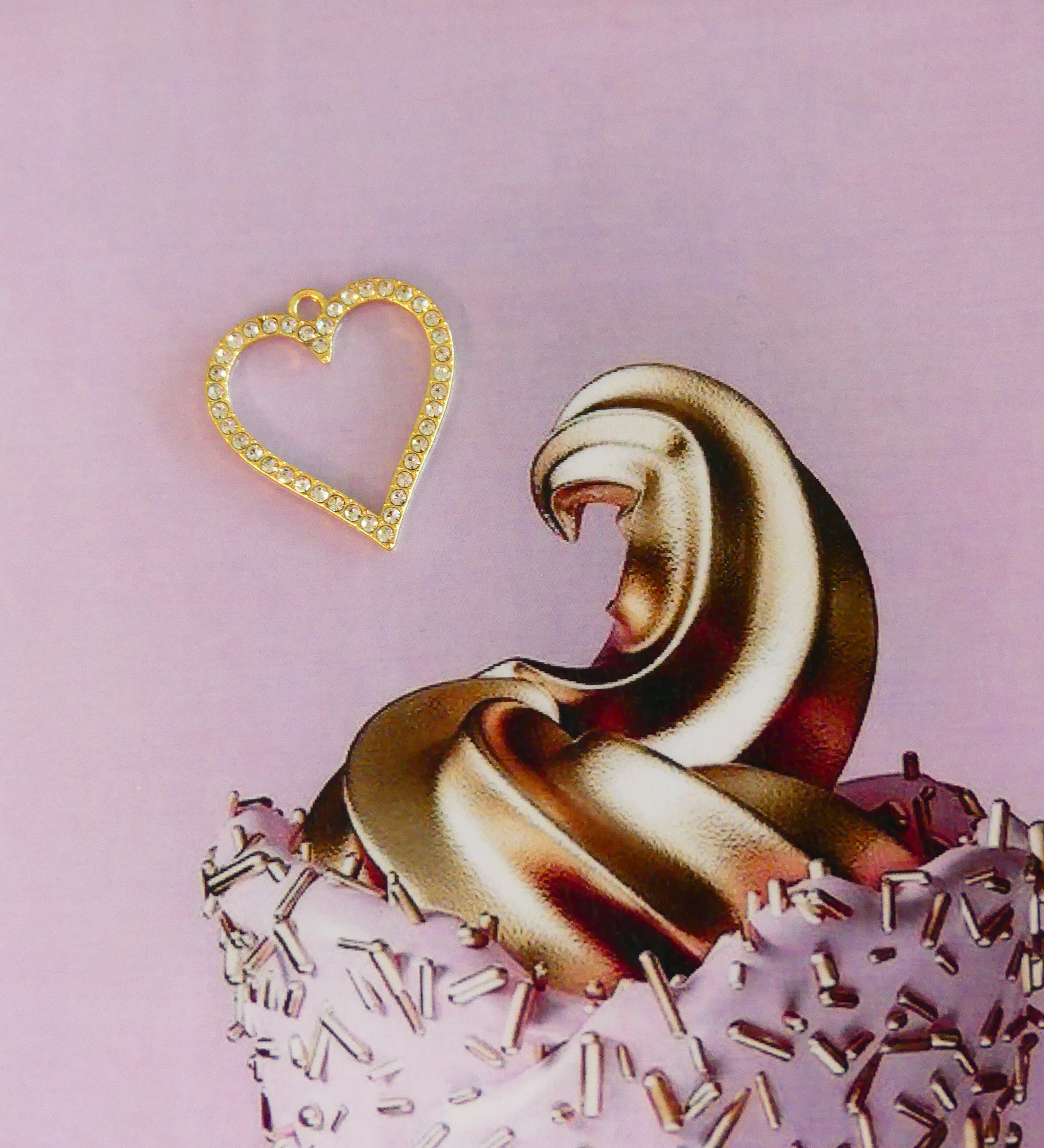 Pendentif - Coeur cristal - Alliage plaqué Or (1 pce)