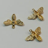 Breloque en laiton, abeille, plaqué or 18K (1 pce)