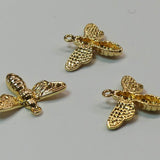 Breloque en laiton, abeille, plaqué or 18K (1 pce)