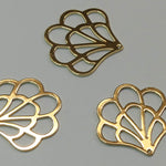 Breloque en laiton, eventail, plaqué or 18K (1 pce)