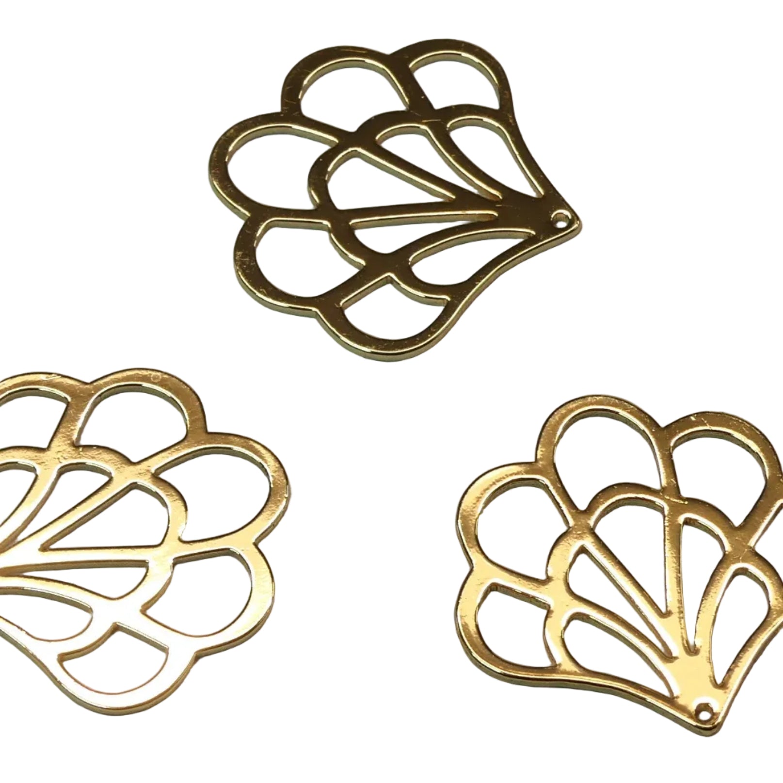 Breloque en laiton, eventail, plaqué or 18K (1 pce)