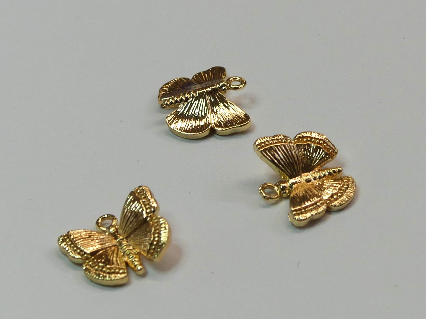 Pendentifs en laiton, papillon, plaqué or 18K (1 pce)