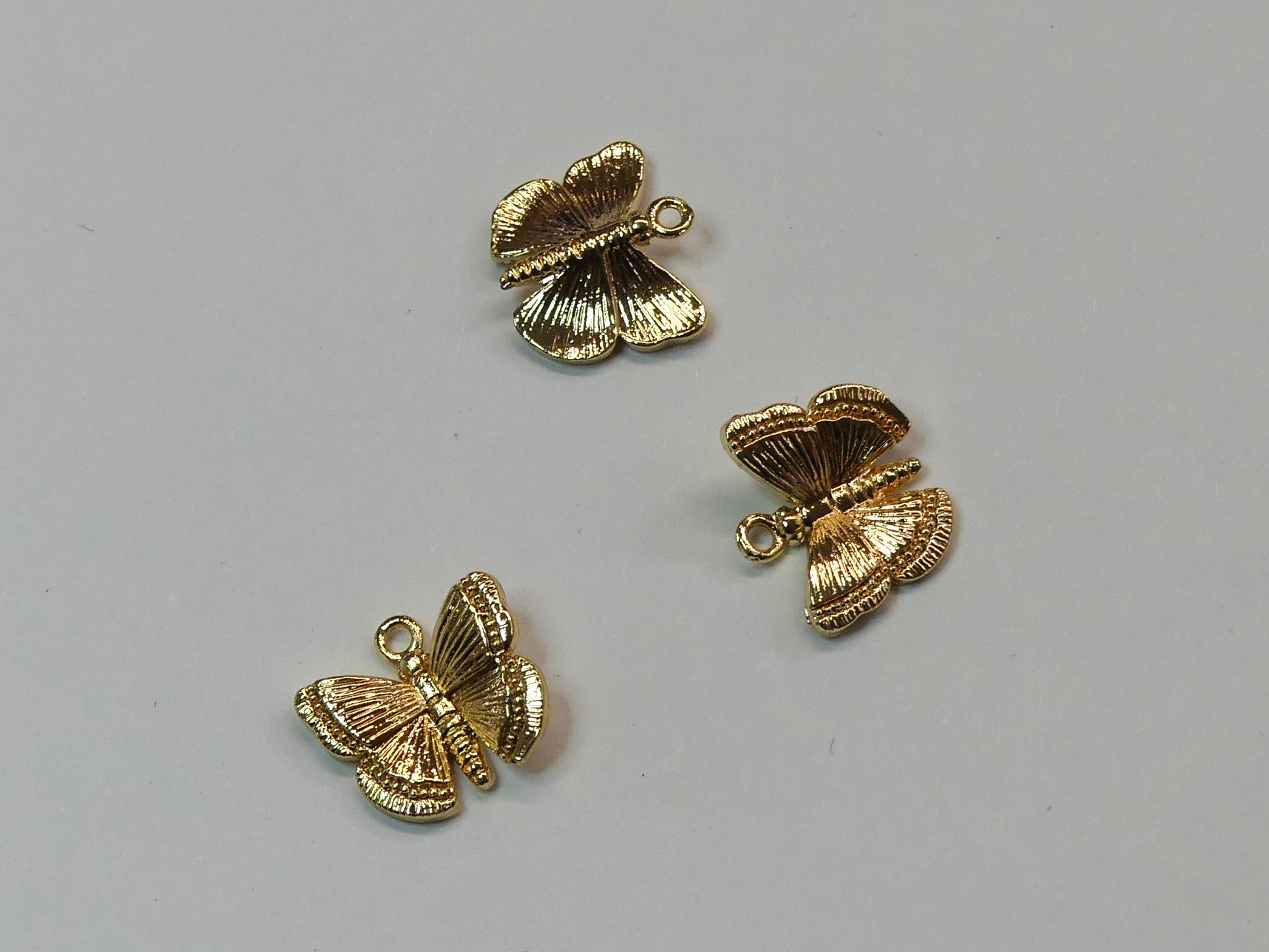 Pendentifs en laiton, papillon, plaqué or 18K (1 pce)