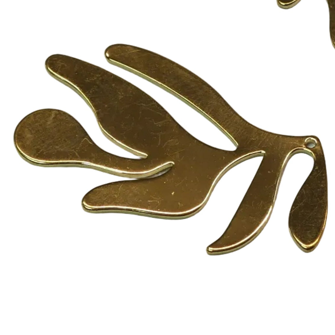 Pendentifs en laiton, herbe, plaqué or 18K (1 pce)