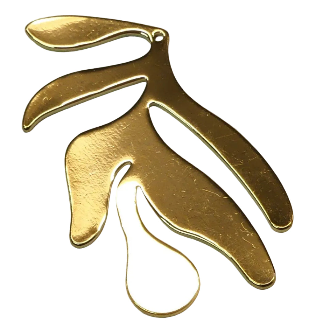 Pendentifs en laiton, herbe, plaqué or 18K (1 pce)