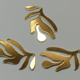 Pendentifs en laiton, herbe, plaqué or 18K (1 pce)