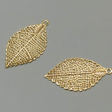 Pendentif en laiton, feuille filigrane, plaqué or 18K (1 pce)