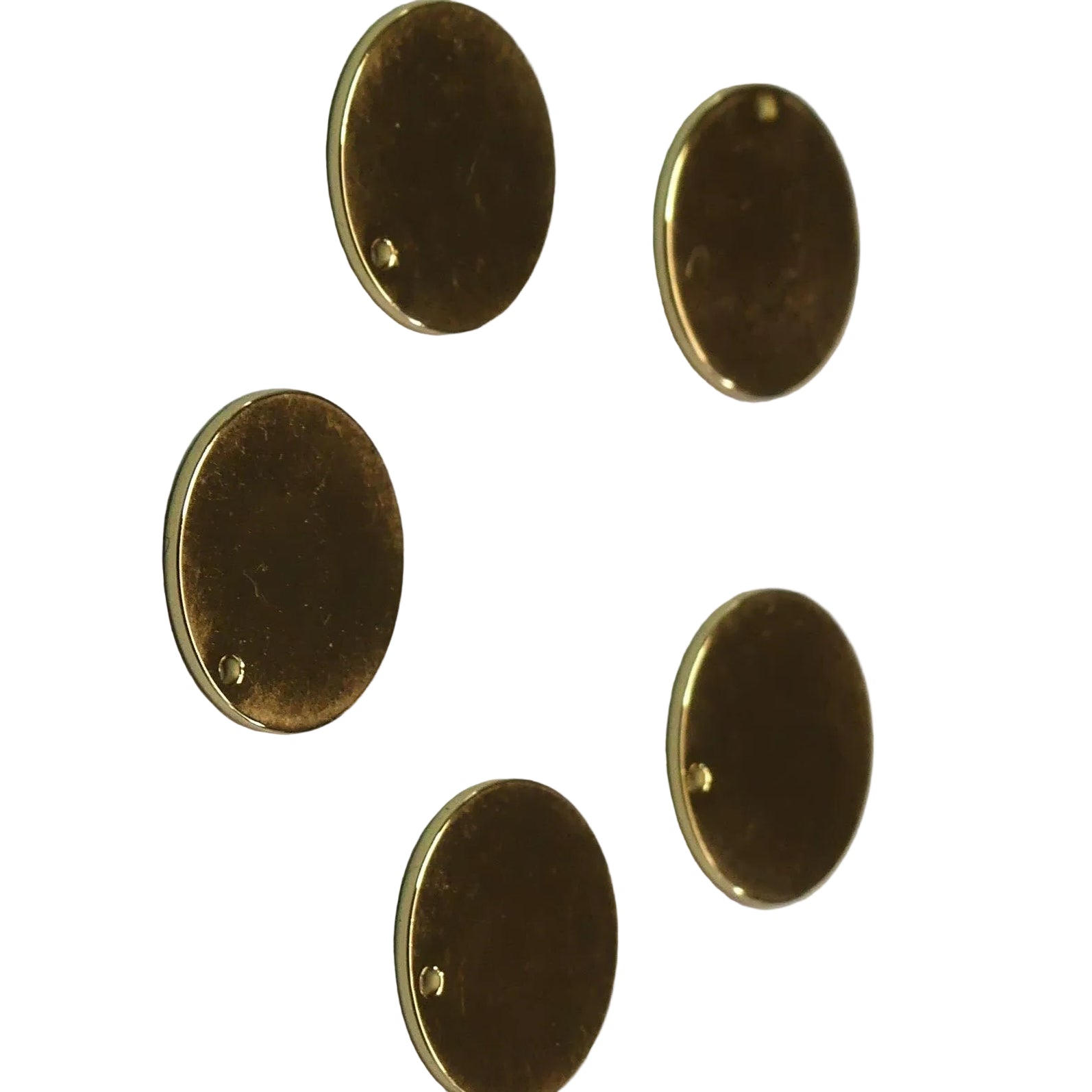 Pendentif en laiton, rond plat vierge, plaqué or 18K (1 pce)