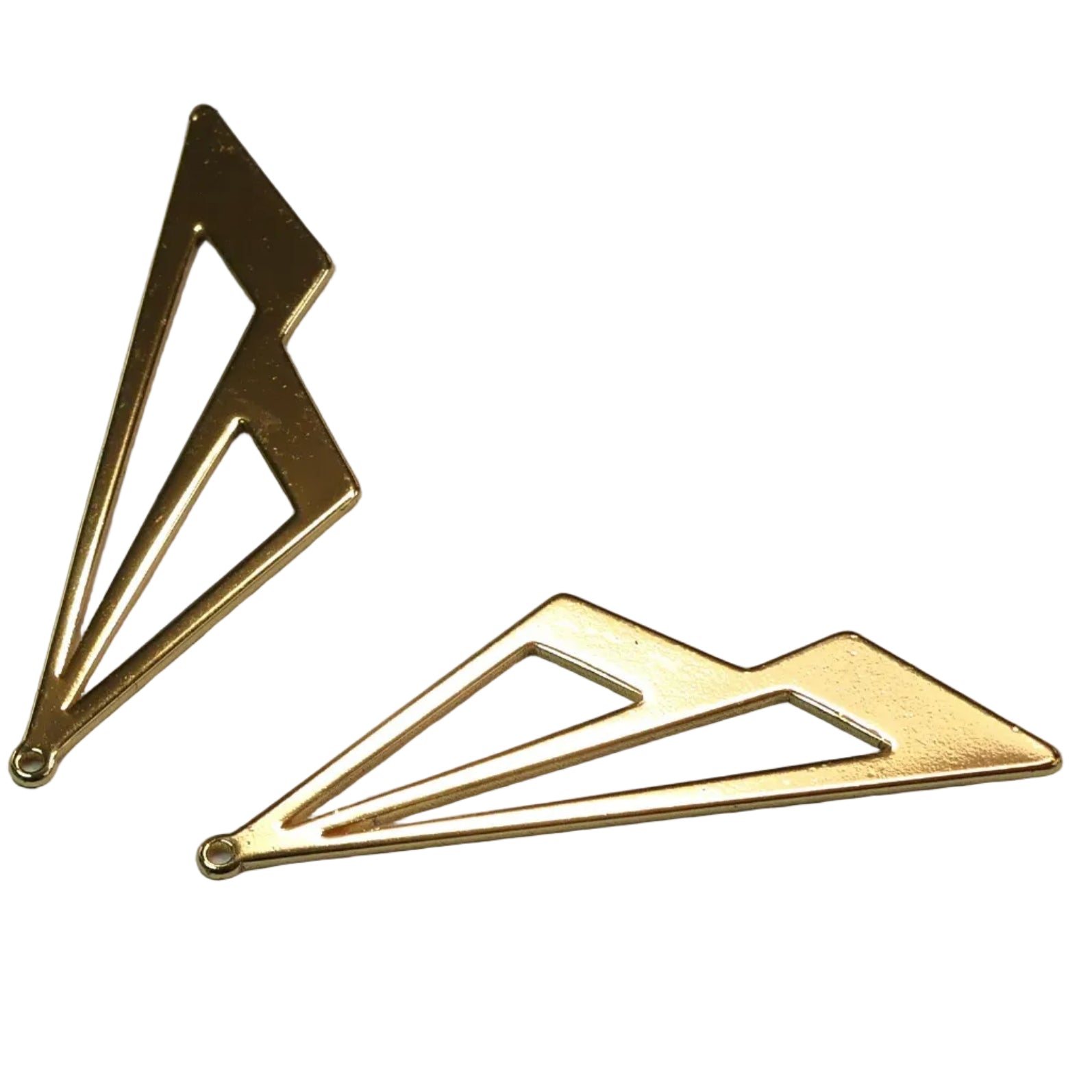 Pendentifs en laiton, double triangle, plaqué or 18K (1 pce)