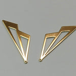 Pendentifs en laiton, double triangle, plaqué or 18K (1 pce)