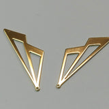 Pendentifs en laiton, double triangle, plaqué or 18K (1 pce)
