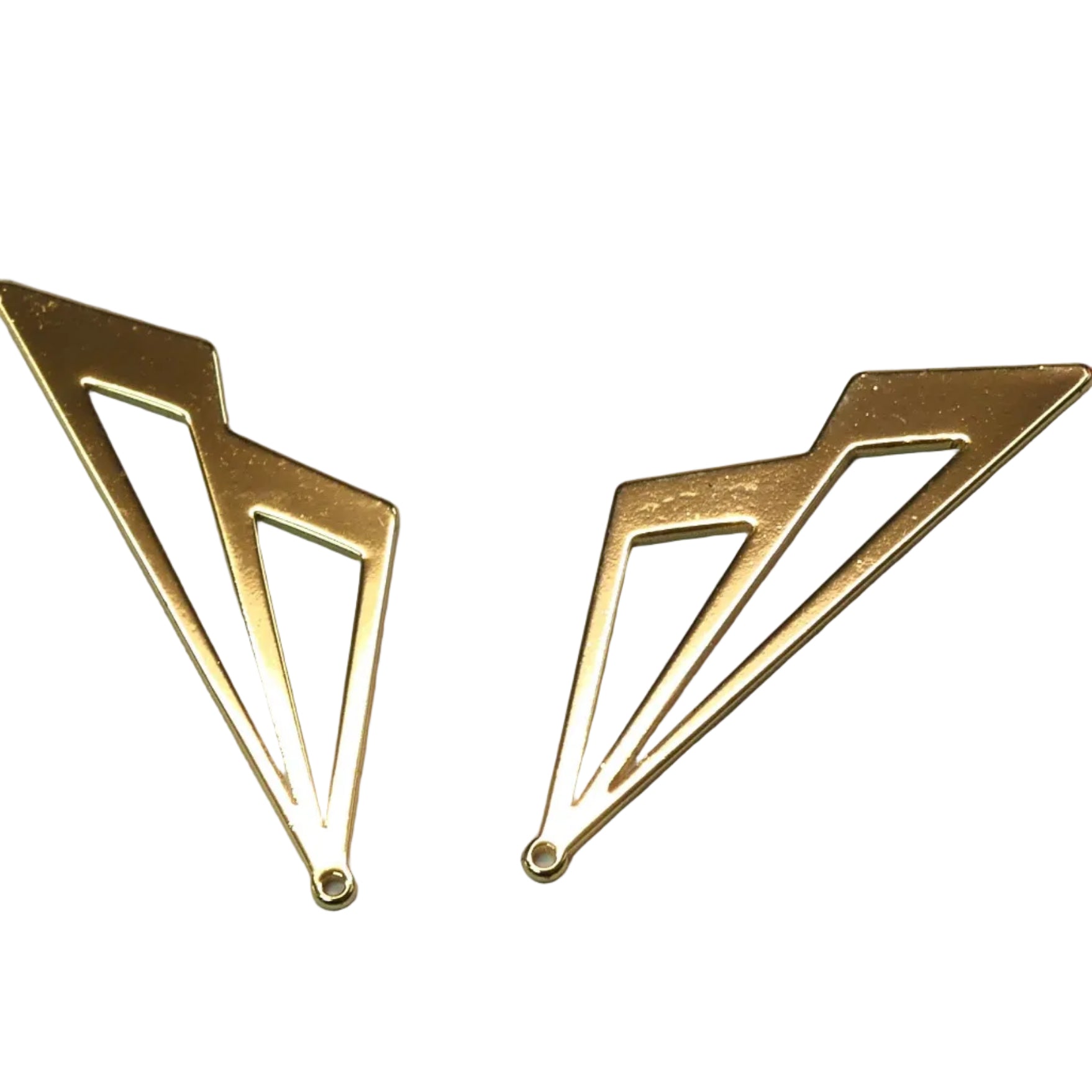 Pendentifs en laiton, double triangle, plaqué or 18K (1 pce)
