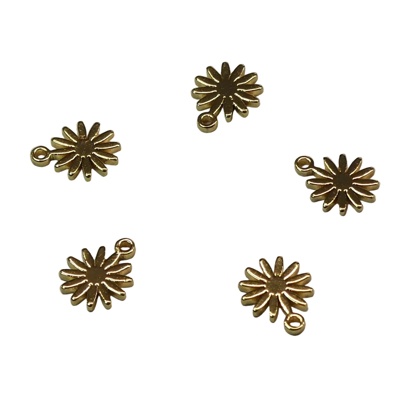 Breloque en laiton, fleur, plaqué or 18K (1 pce)