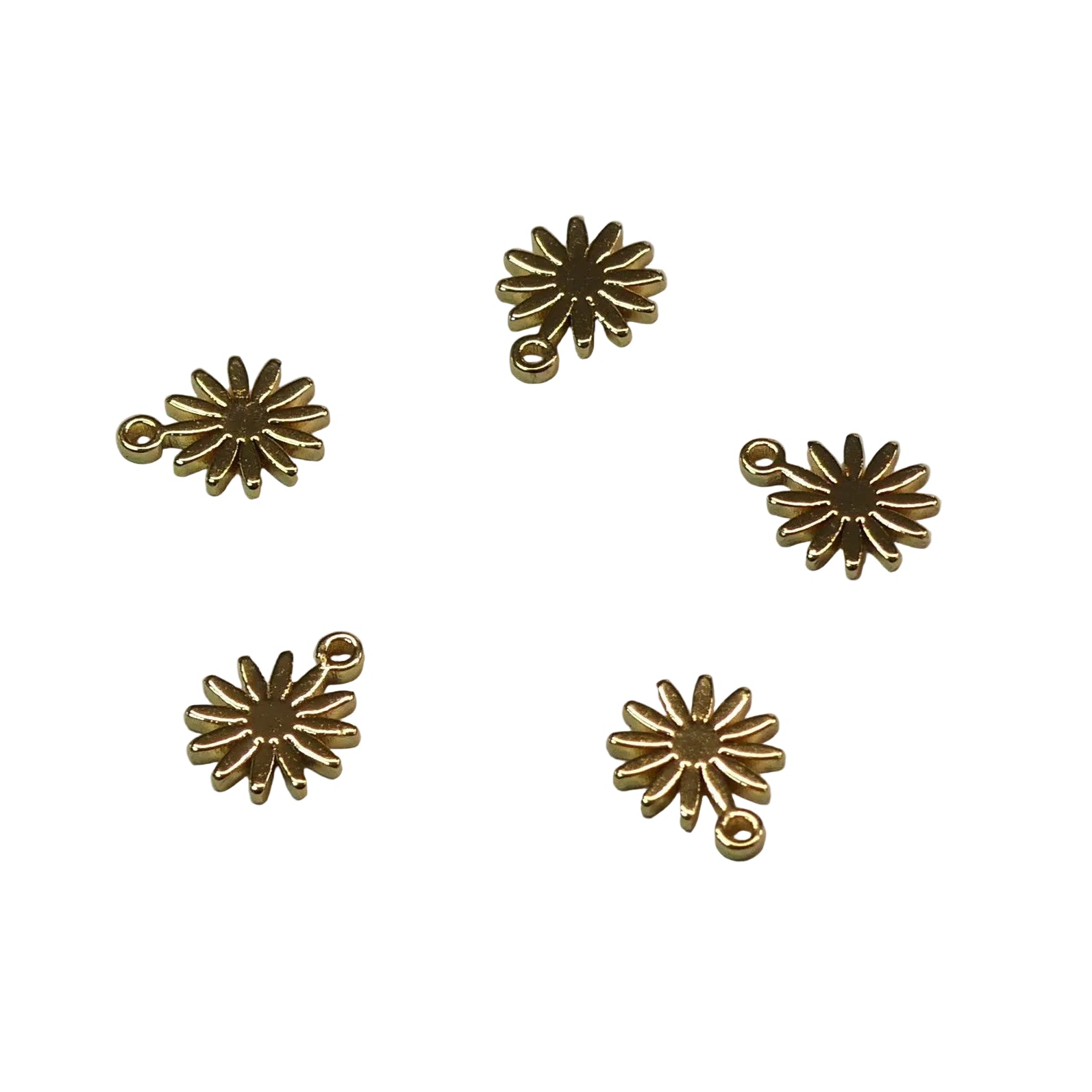 Breloque en laiton, fleur, plaqué or 18K (1 pce)