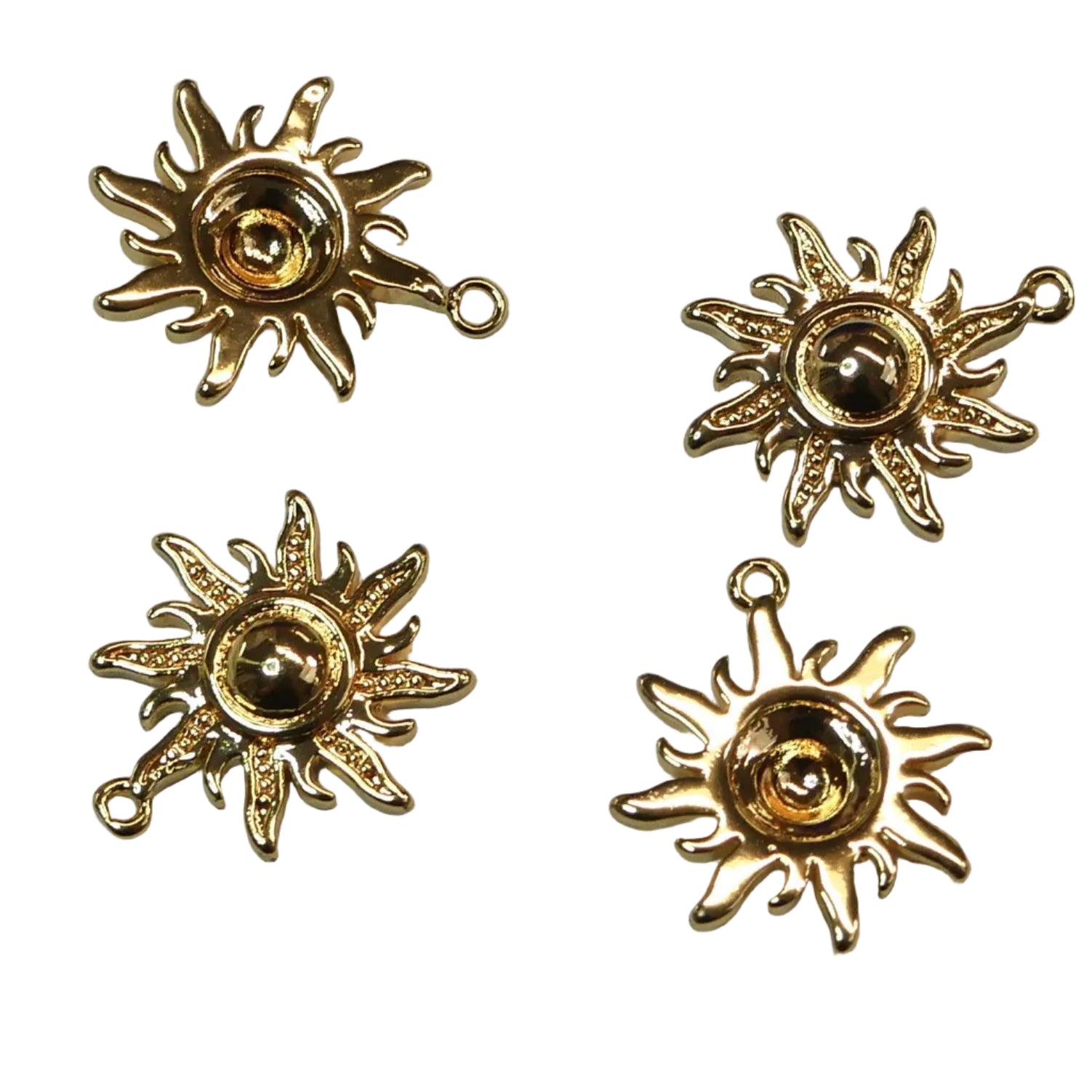Pendentifs en laiton, soleil, plaqué or 18K (1 pce)