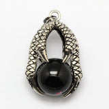 Pendentif - Griffe d'animal & Perle - Agate noire nat.