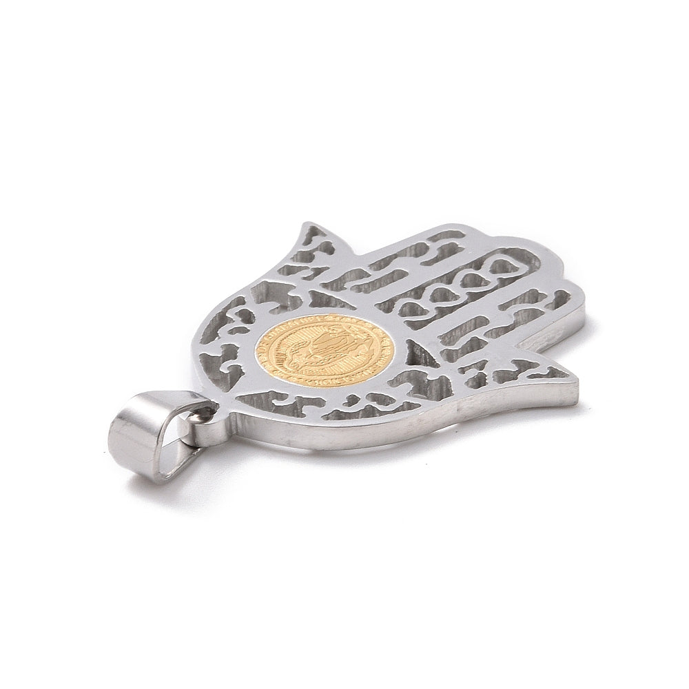 Pendentif main de Hamsa - Argenté & Doré (1pce)