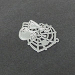 Pendentifs Halloween  "Toile d'araignée avec sorcière " - Argent antique - 1 pièce