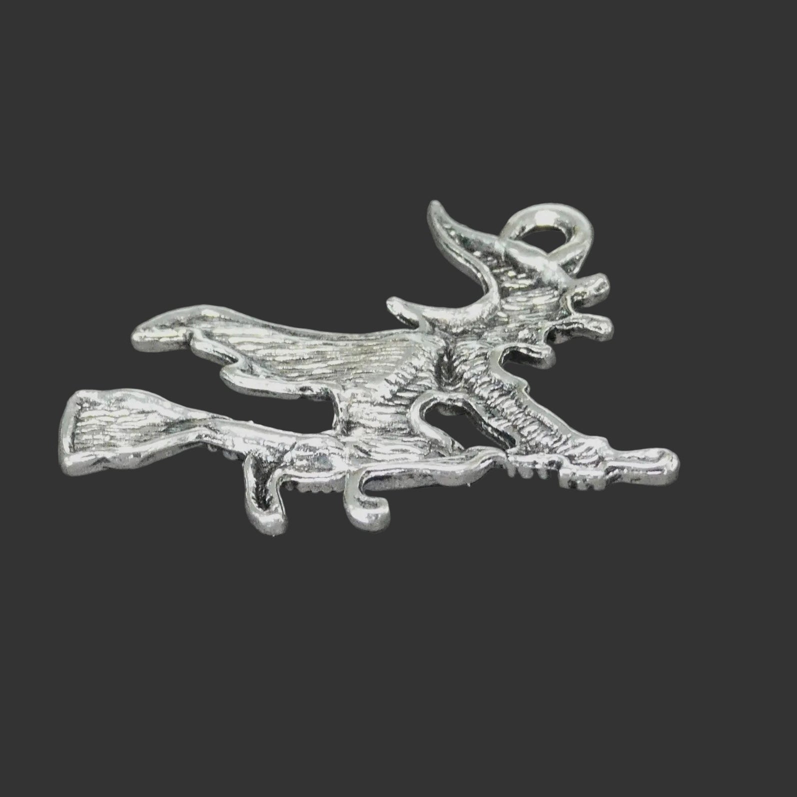 Pendentifs Halloween  "Sorcière " - Argent antique - 1 pièce