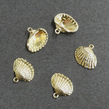 Breloque, coquille, plaqué or 18k (1 Pce)