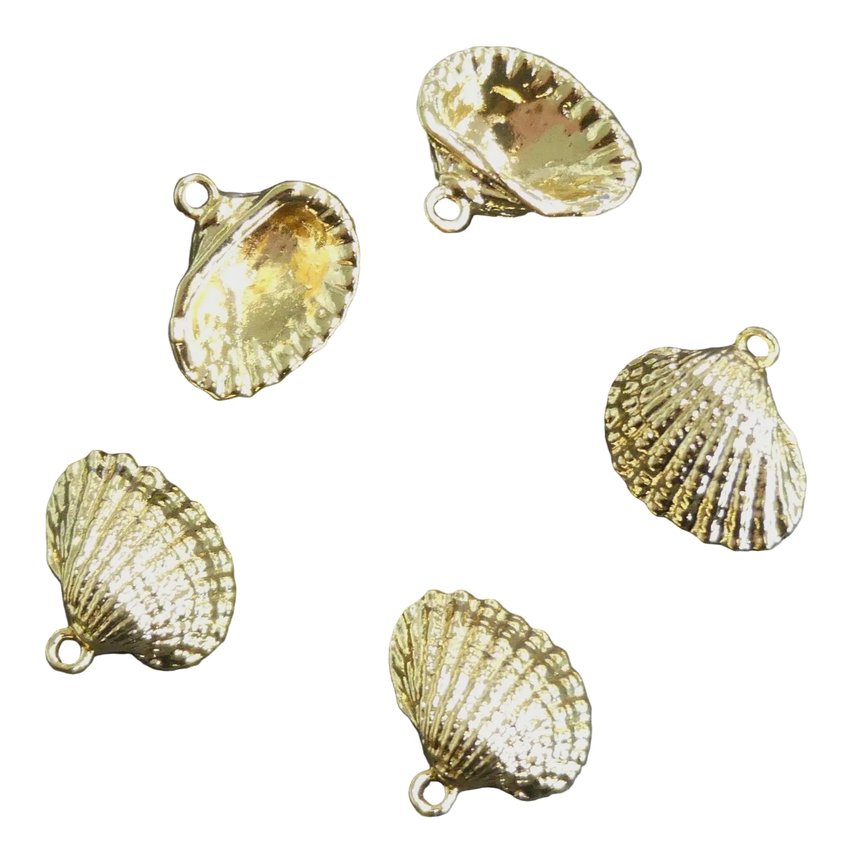 Breloque, coquille, plaqué or 18k (1 Pce)