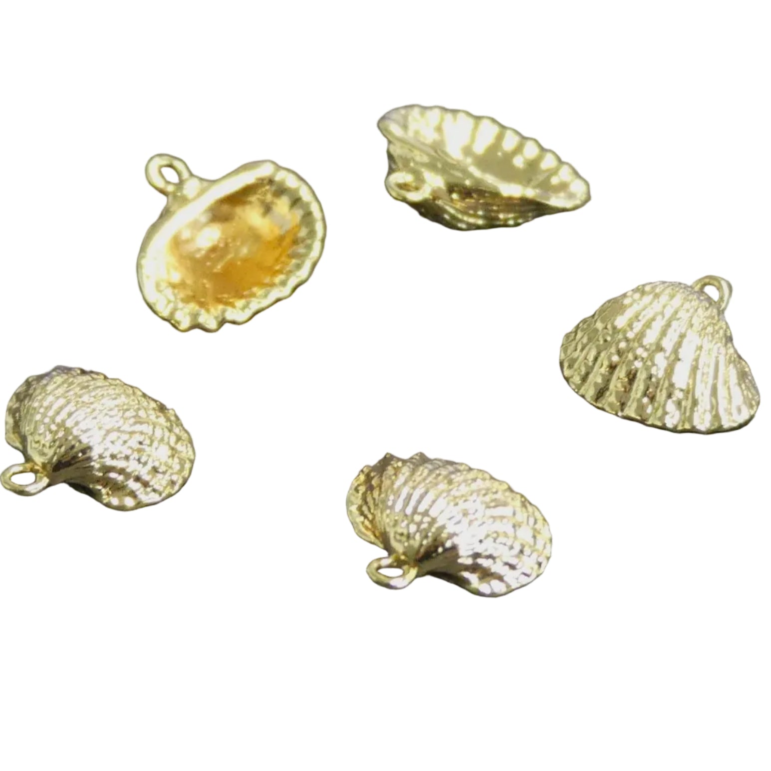 Breloque, coquille, plaqué or 18k (1 Pce)