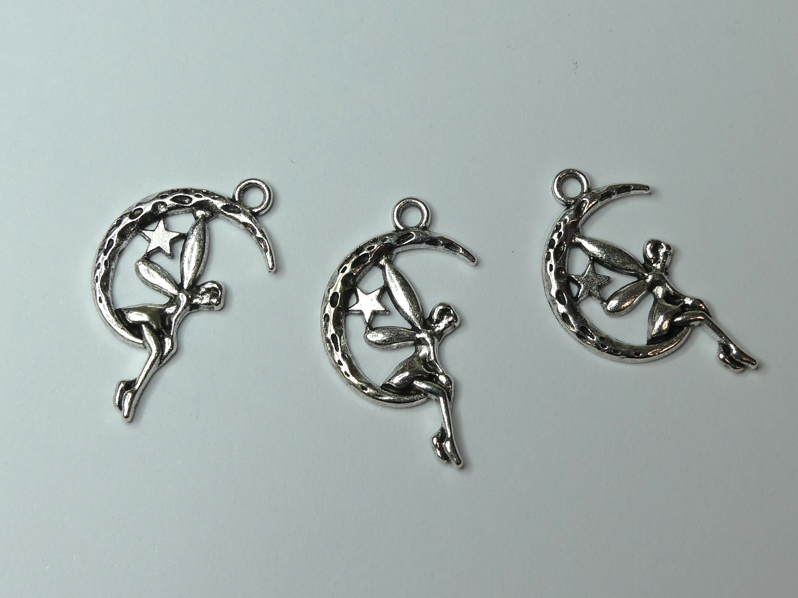 Pendentif breloque d'esprit de fées, Halloween, argent antique (1 pce)