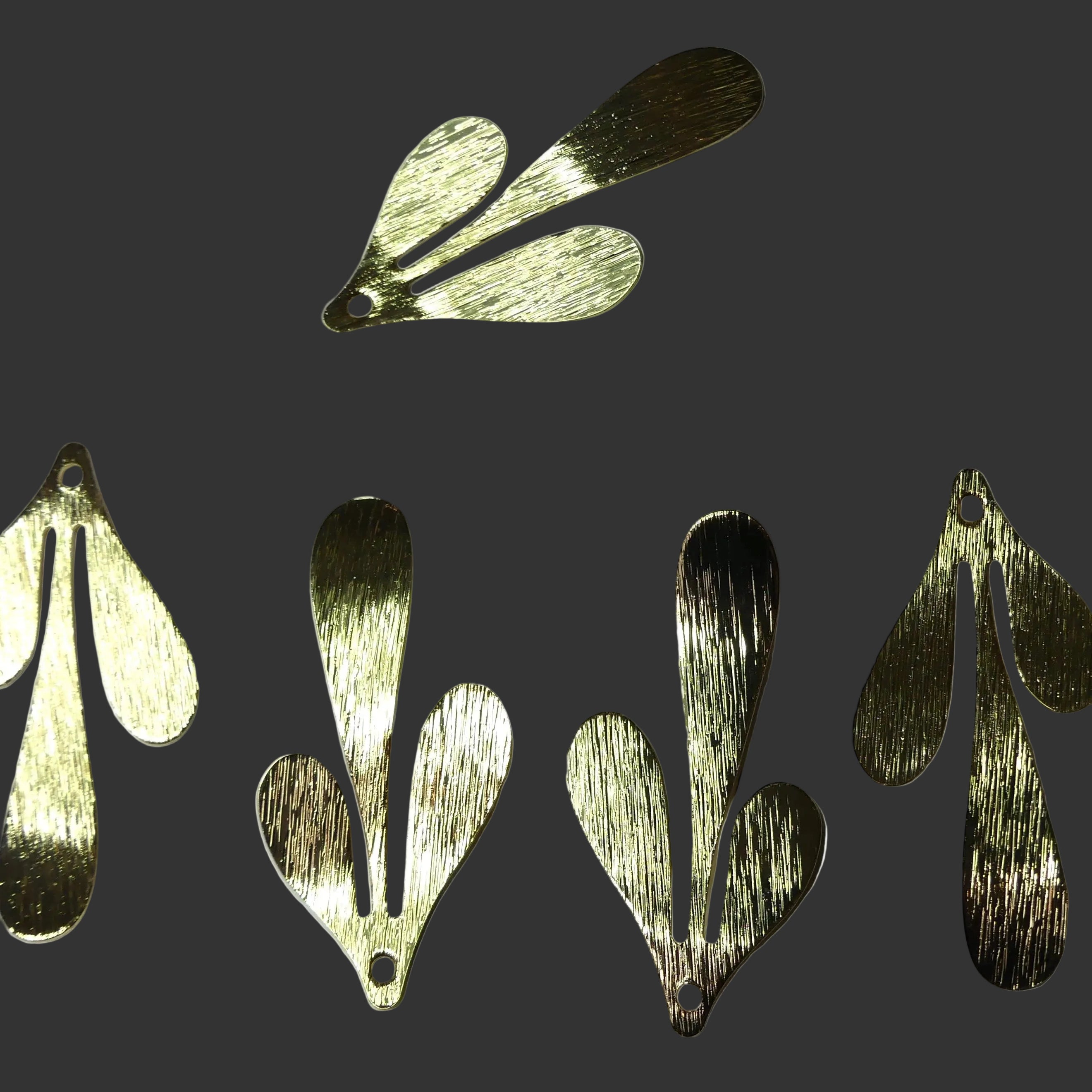 Pendentif feuille, plaqué or 18k (1 pce)