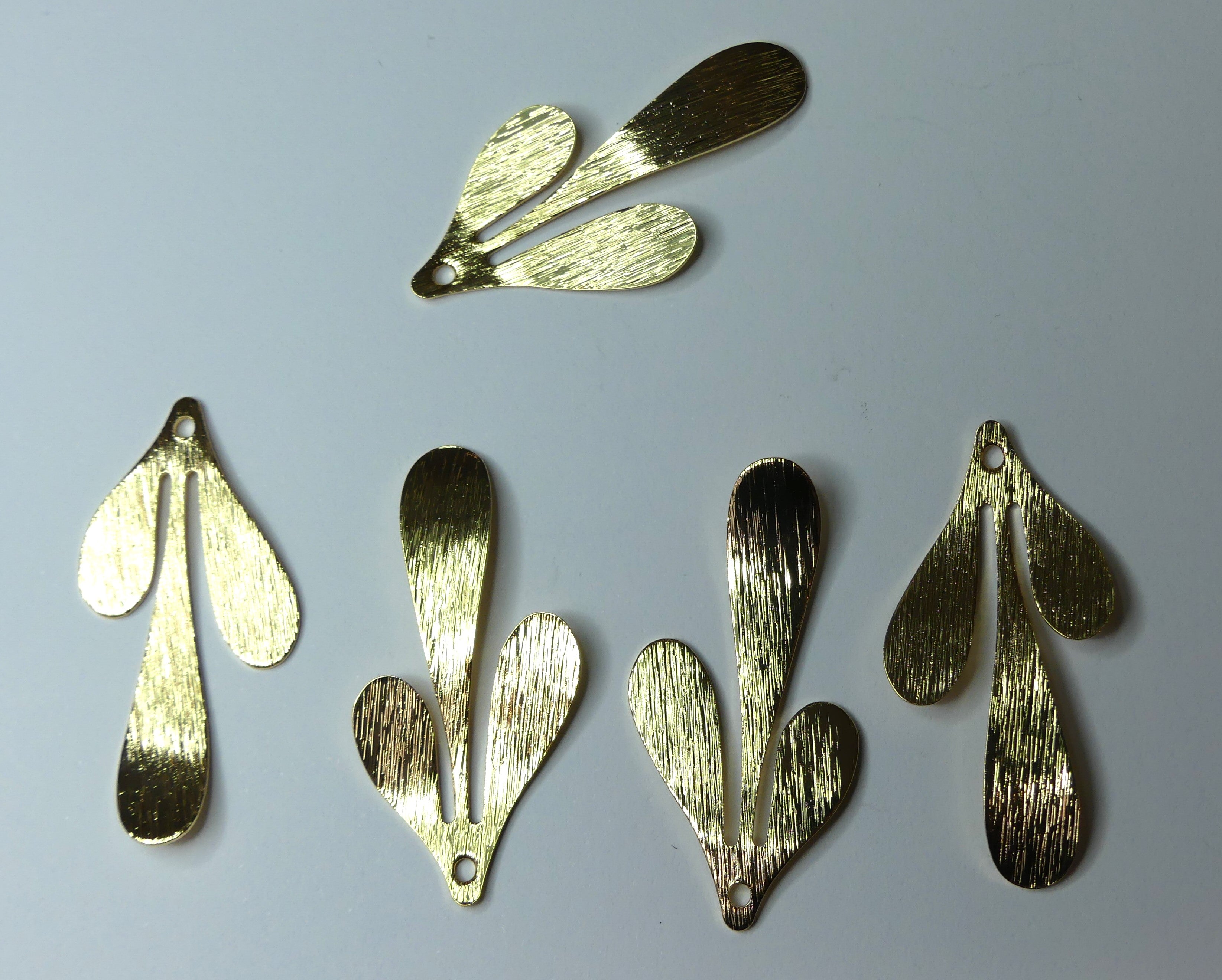 Pendentif feuille, plaqué or 18k (1 pce)