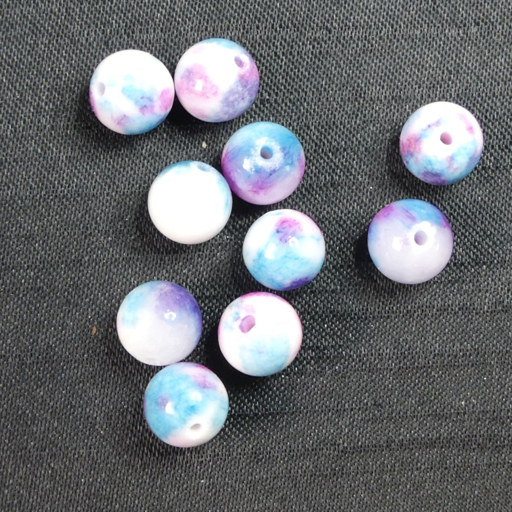 Ronde 8 - Jade blanc teinté bleu profond du ciel (10pces)