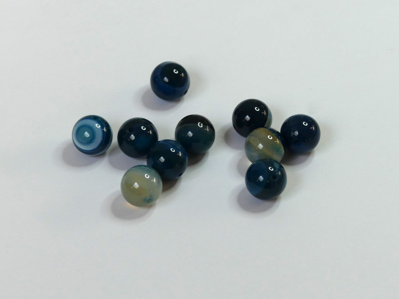 Ronde 10 - Agate Bleu Rayée Naturelle (5 Pces)