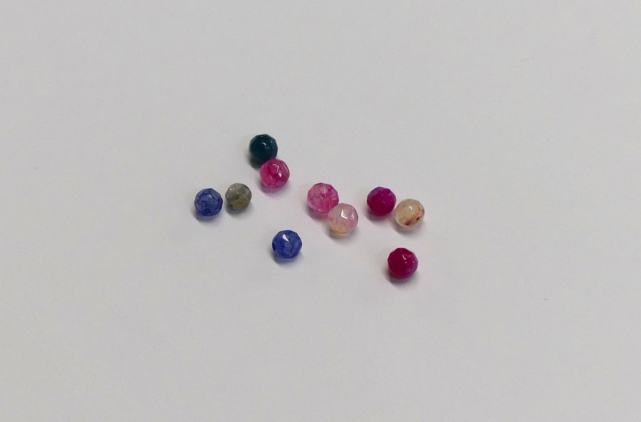 Perles d'Agate naturelle, facette, ronde, teinte - 10 pièces