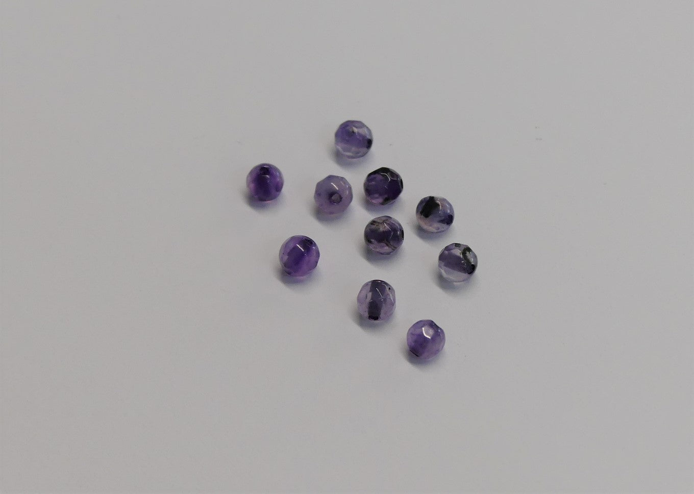 Perles d' Agate naturelle, teinte et chauffée, Rondes et taillées à facettes - Indigo - 10 pièces