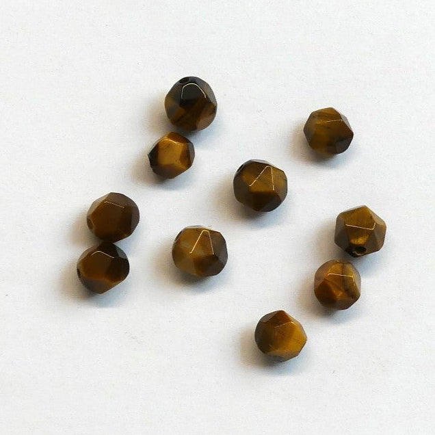 Perles d'œil de tigre naturel, taillées à facettes - (10 pces)