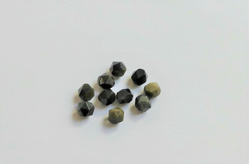 Perles en obsidienne dorée naturelle, taillées à facettes - (10 pces)