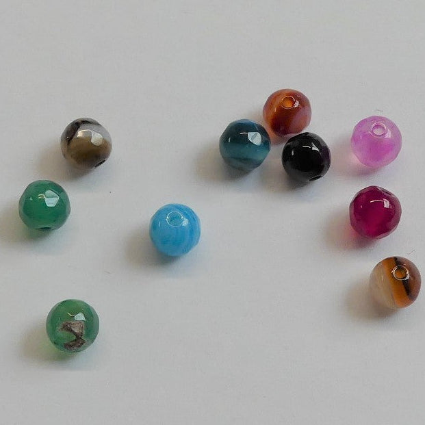 Perles en Agate naturelle à rayures et à bandes - 10 pièces