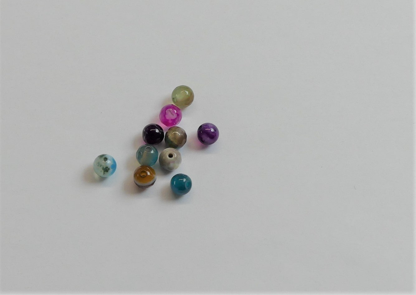 Perle en Agate naturelle, ronde taillée en facette - 10 pièces