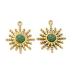Pendentif soleil en Jade Africain naturel - Plaqué or 18 carats (1 pce)