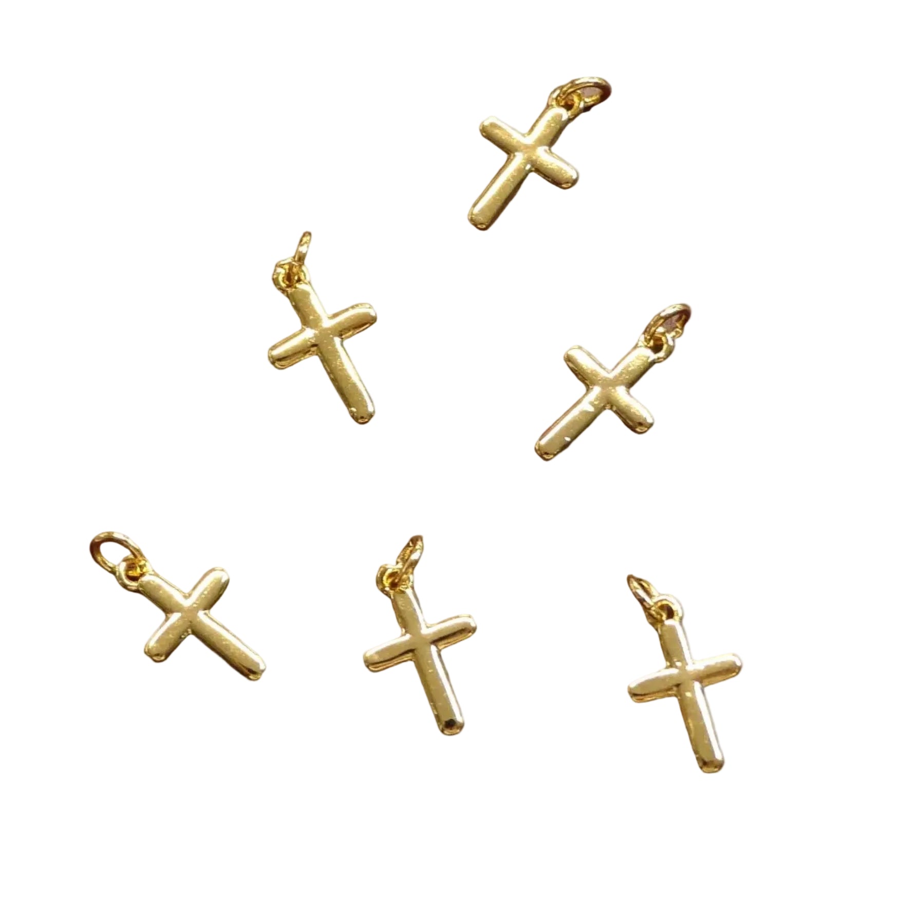 Pendentif en forme de croix en laiton, plaqué or 18k - (1 pce)