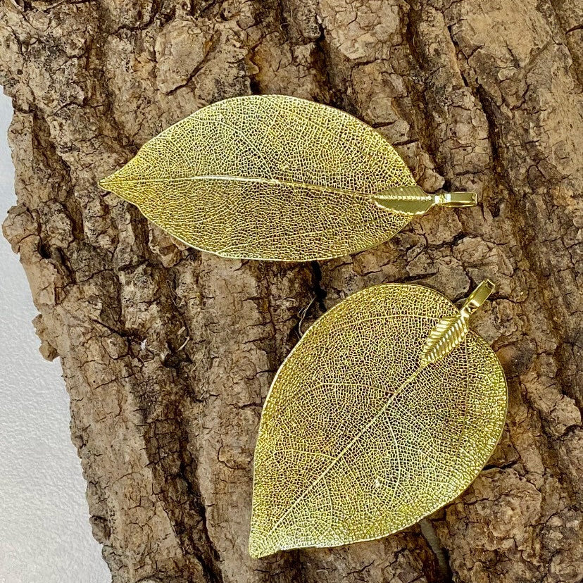 Pendentif - Feuille Naturelle Doré ( 1pces )