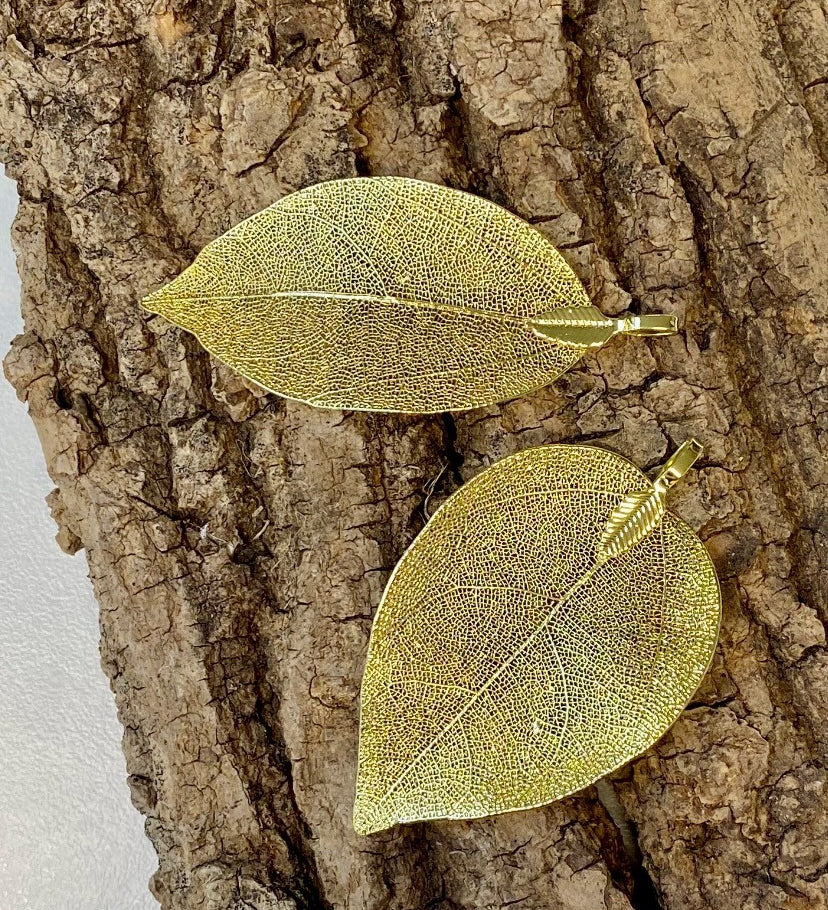 Pendentif - Feuille Naturelle Doré ( 1pces )