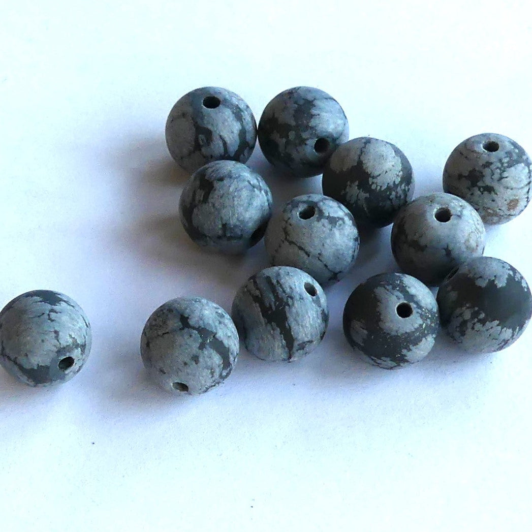 Ronde 8 - Obsidienne flocon de neige naturelle, givrée, mate - (10 pces)