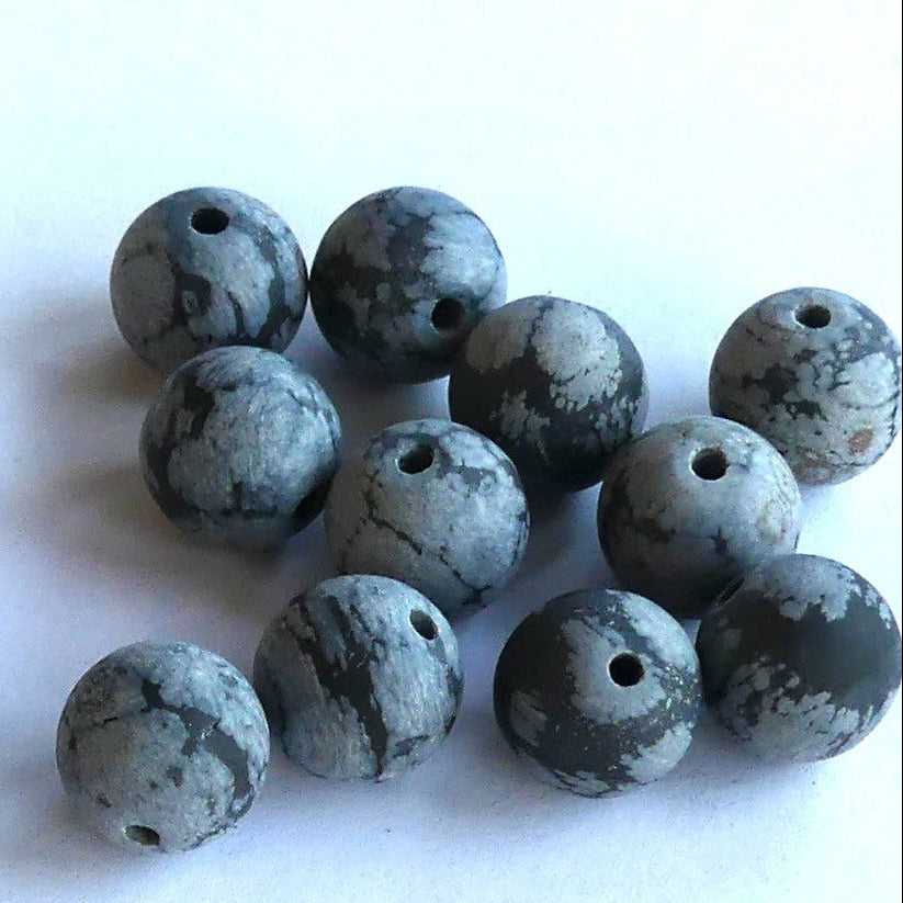 Ronde 8 - Obsidienne flocon de neige naturelle, givrée, mate - (10 pces)
