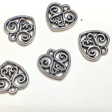 Charm's pendentifs "Cœur"16x10 mm - Argent antique (1pce)