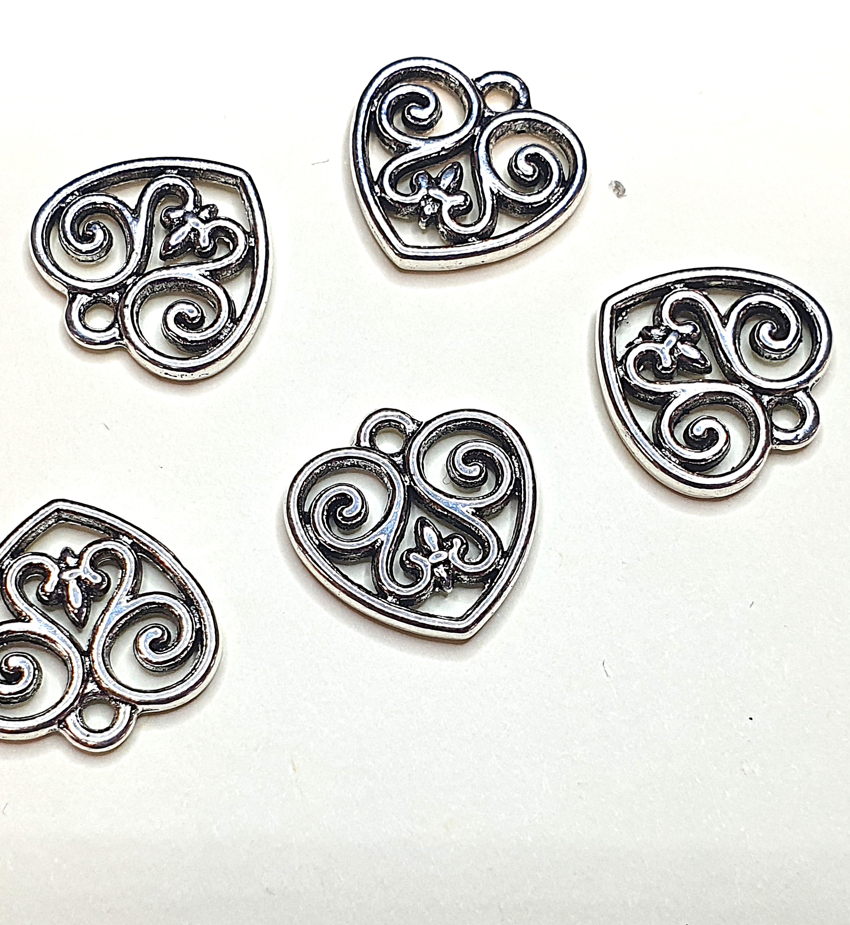 Charm's pendentifs "Cœur"16x10 mm - Argent antique (1pce)