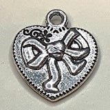 Charm's pendentifs "Cœur & Nœud"- Argent antique(1pce)