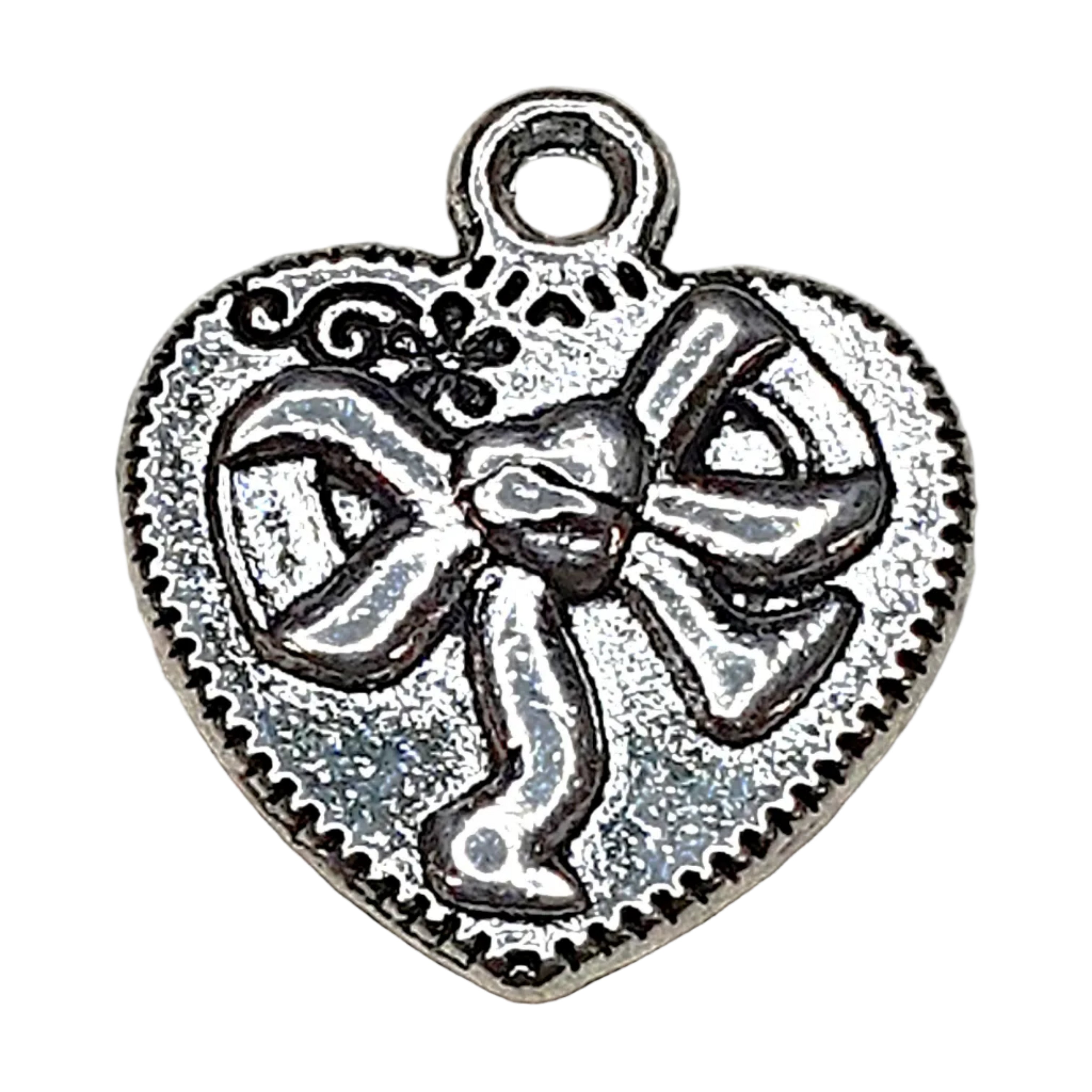 Charm's pendentifs "Cœur & Nœud"- Argent antique(1pce)